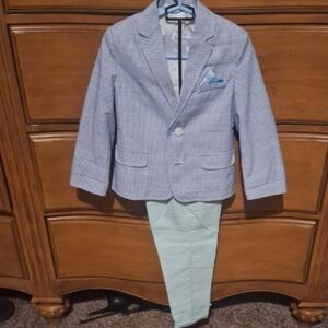 Blue Striped Blazer with Mint Pants Set